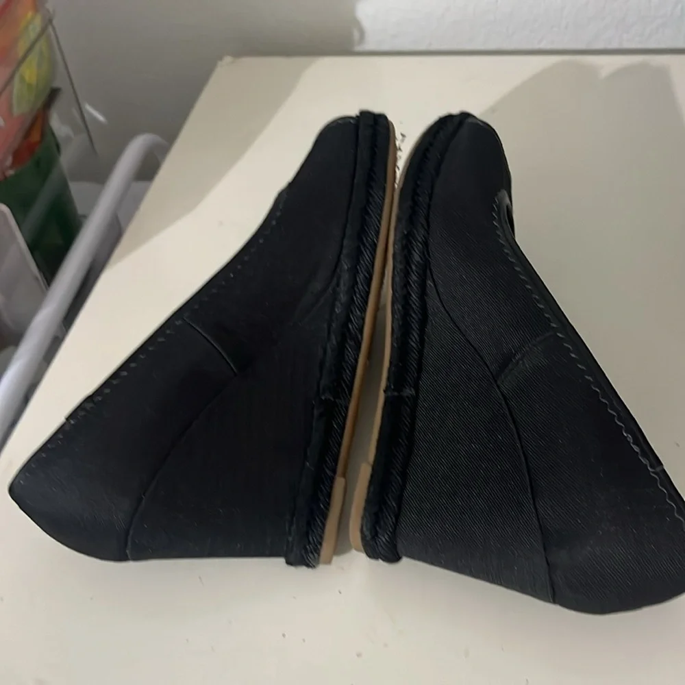 Lauren Ralph Lauren Women’s Nella Canvas Wedge Peep Toe Shoes Size 9.5 Black